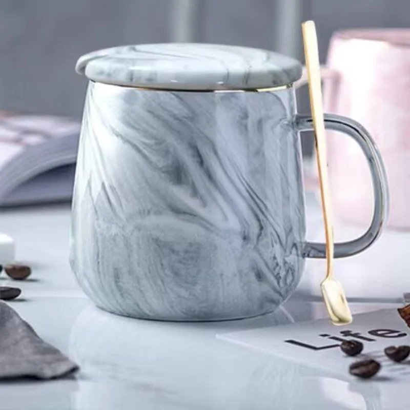 

Lover's Gift Porcelain Mugs for Tea Breakfast Milk 400ML Creative Marble Pink Coffee Mug Ceramic Tea Water Cup Coffee Mug