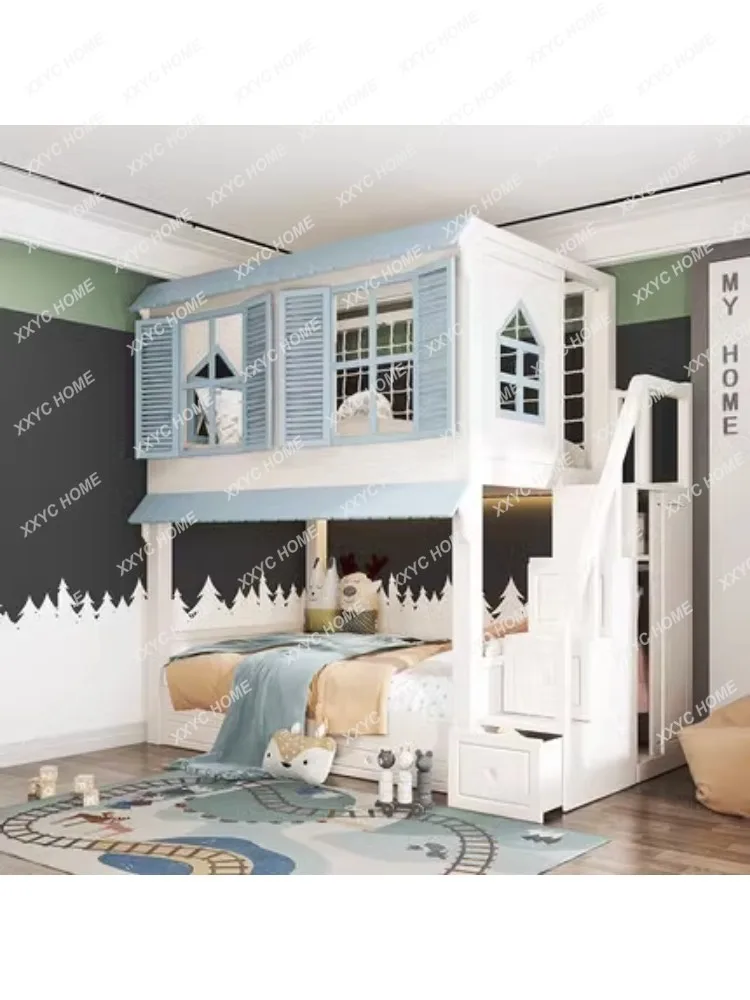 Двухслойная деревянная двухъярусная кровать для детей девочек Верхняя и нижняя