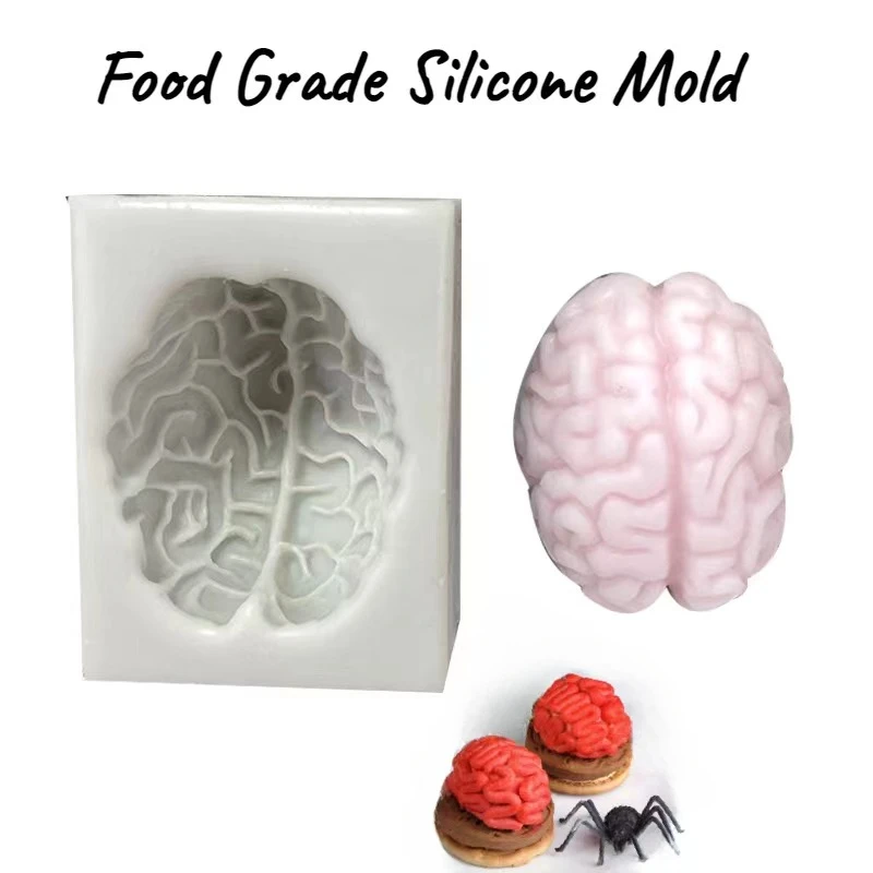 

Organ Shape Silicone Brain Mold Epoxy Resin Mold Decoration Plaster Candle Fondant Mousse Chocolate Mold Halloween Baking Mold