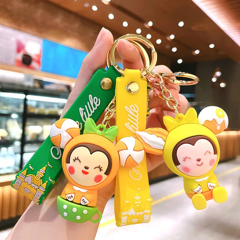 

6Colors Disney Mickey Mouse Dolls Keychains Cartoon Silicone Key Chain Pendant Student Couple Bag Car PVC Key Chain Anime Gifts