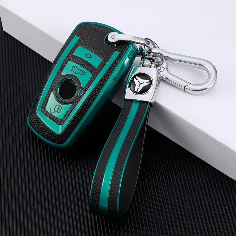 

Leather Car Remote Key Case Cover for BMW X1 X3 X5 X6 1 2 5 7 Series F15 F16 E53 E70 E39 F10 F30 G30 Key Shell Accessories