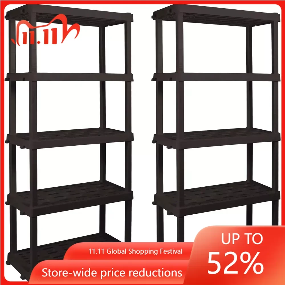 

Bathroom Kitchen Storage Shelves Large 5-level Shelving Unit, W 36 X D 18 X H 74" Interlocking Multipurpose Organizer 2-pack