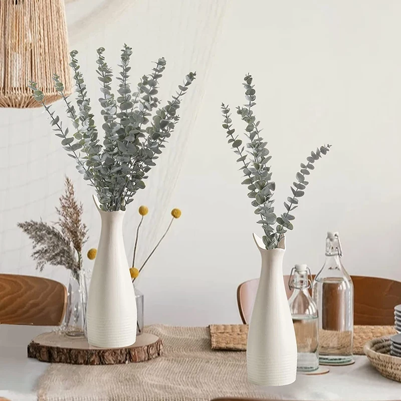 

10 Pack Eucalyptus Stems Artificial Plant Real Touch Decor Faux Plastic Green Plants for Home Wedding Bouquet (5 Forks)