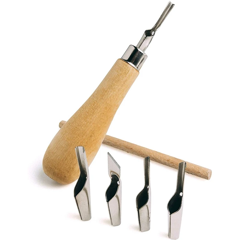 

2X Lino Block Cutting Rubber Stamp Carving Tools With 10 Blade Wood Handle Printmaking Carving Tools Set