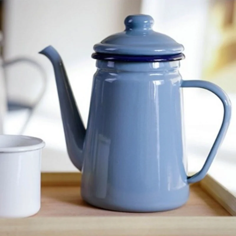 

1000 мл эмалированный чайный горшок винтажный листовой чай кофе чайник для воды