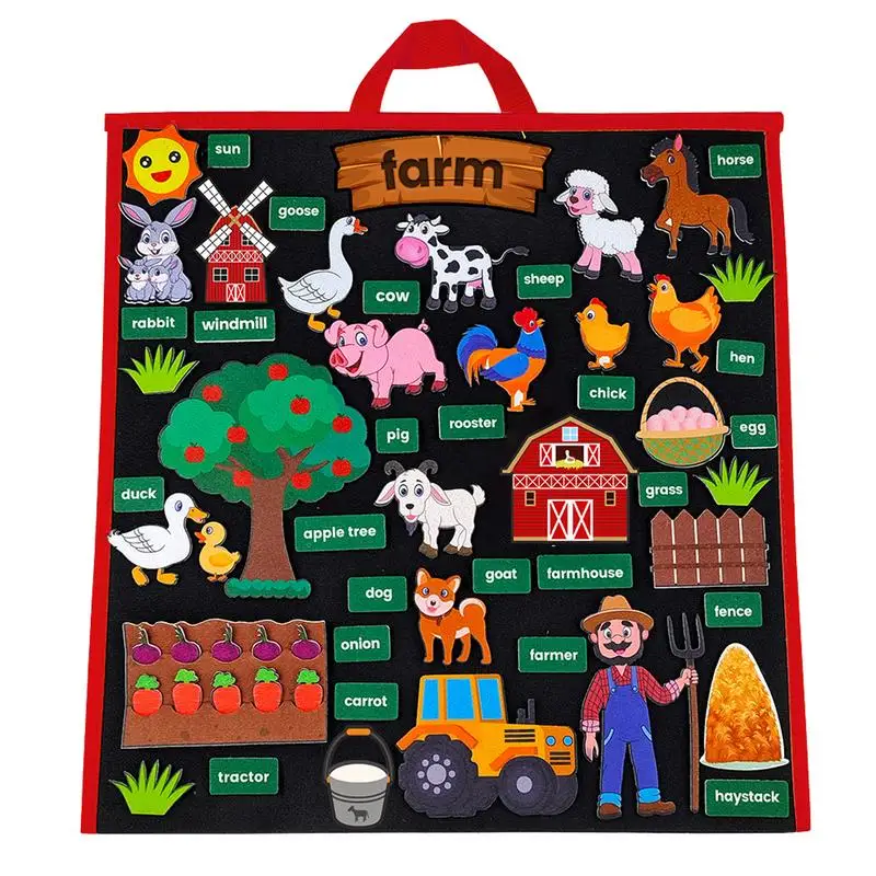 

Stand-Up Farm Animals Felt Story Board Farmhouse Storybook Wall Hanging Decor Early Learning Interactive Play