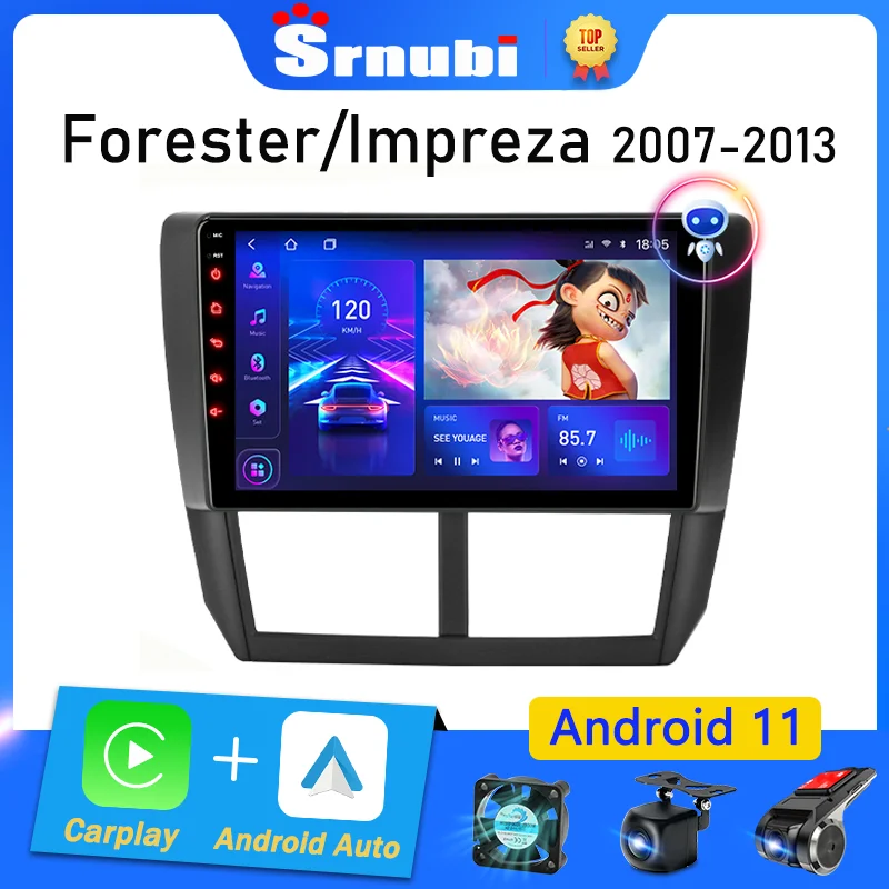 Srnubi Android 11 Car Radio For Subaru Forester 3 SH 2007-2013 For Impreza GH GE 2 Din Multimedia Player 2 din Carplay Head Unit