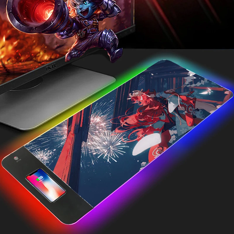 

Genshin lmpact RYRA mouse pad RGB gamer computer pad game rubber non-slip large desk pad personalized pause keyboard pad