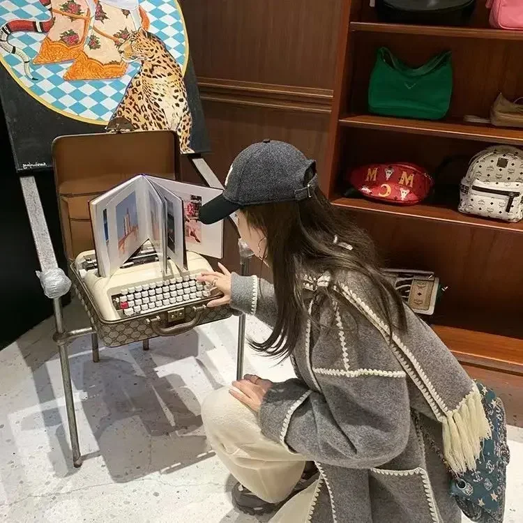 Двустороннее шерстяное пальто с вышивкой в виде ракушки новинка осень-зима