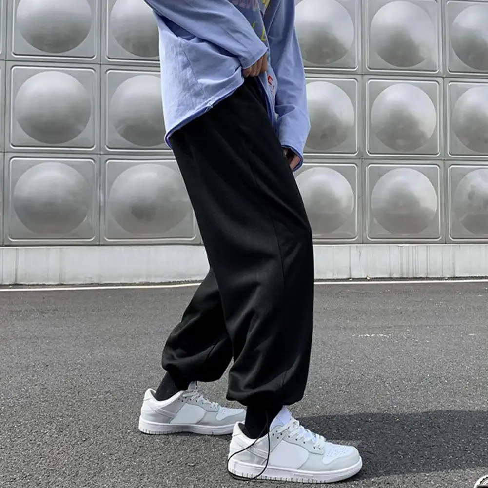 

Sports Pants Solid Color Men Trousers Relaxed Fit Ankle Tied Sweatpants