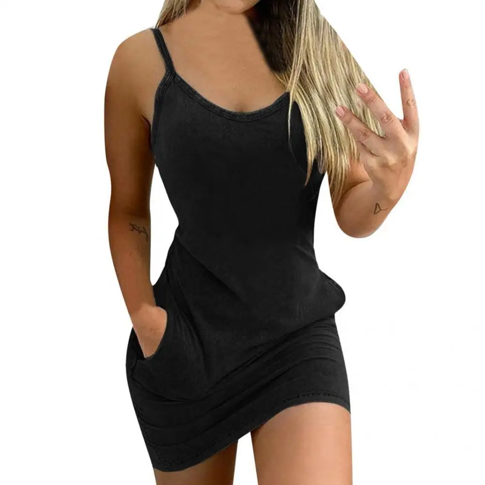 

Stylish Summer Dress O-neck Skin-touch Women Dress Sexy Skinny Sling Short Dress