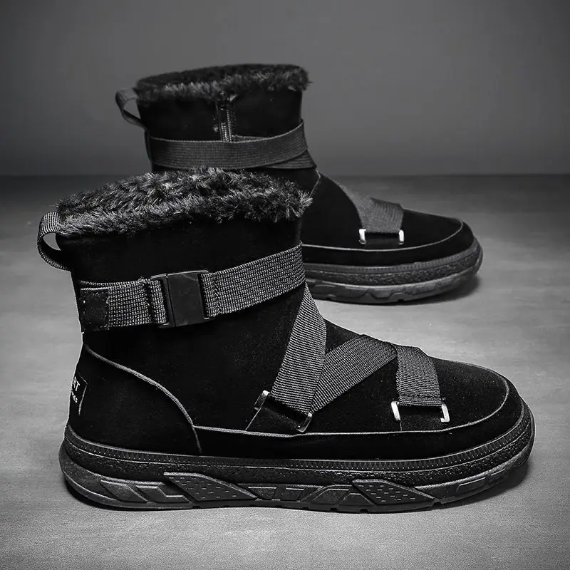 

Мужские зимние ботинки с бархатной подкладкой, Нескользящие зимние теплые мужские ботинки, обувь из хлопка на северо-востоке, Мужская водонепроницаемая обувь с высоким берцем