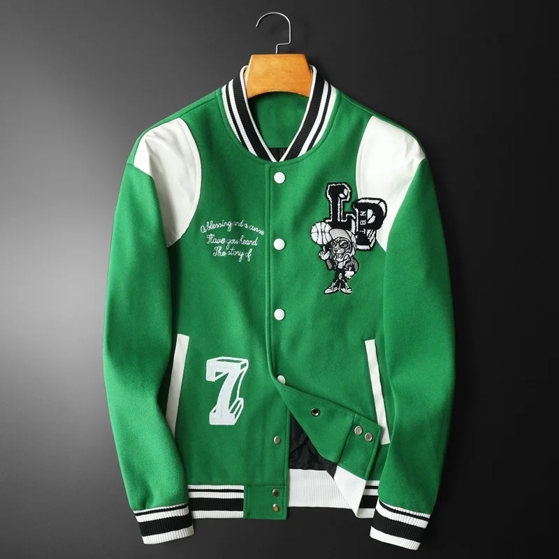 

Роскошный бренд осень-зима 2023 Новинка Европейская вышивка Высококачественная шерстяная куртка мужское красивое пальто с Бейсбольным воро...