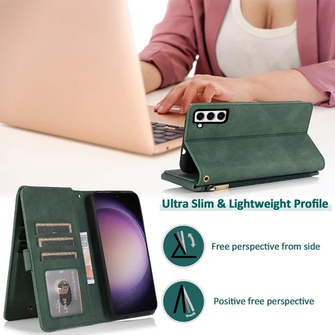 Кожаный чехол с откидной крышкой на молнии, карманный Вертикальный чехол-бумажник с подставкой для телефона Samsung Galaxy Xcover 4 4S 5 Pro A53 A2 Core A03S A03 A13