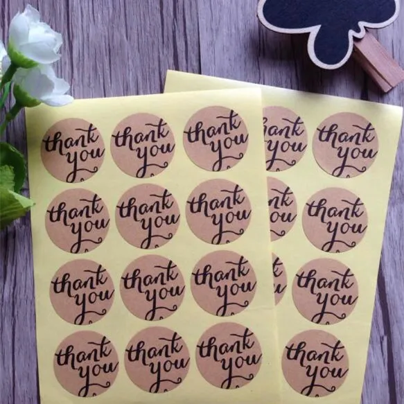

120 шт./лот новые круглые наклейки из крафт-бумаги с надписью thank you. Диаметр 3,8 см, «сделай сам», подарочные этикетки для заметок