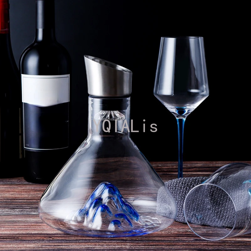 

New Style Blue Green Iceberg 1500-2000ml Crystal Glass Waterfall Speedy Separator Red Wine Decanter Luxury Fashion Hip Flask