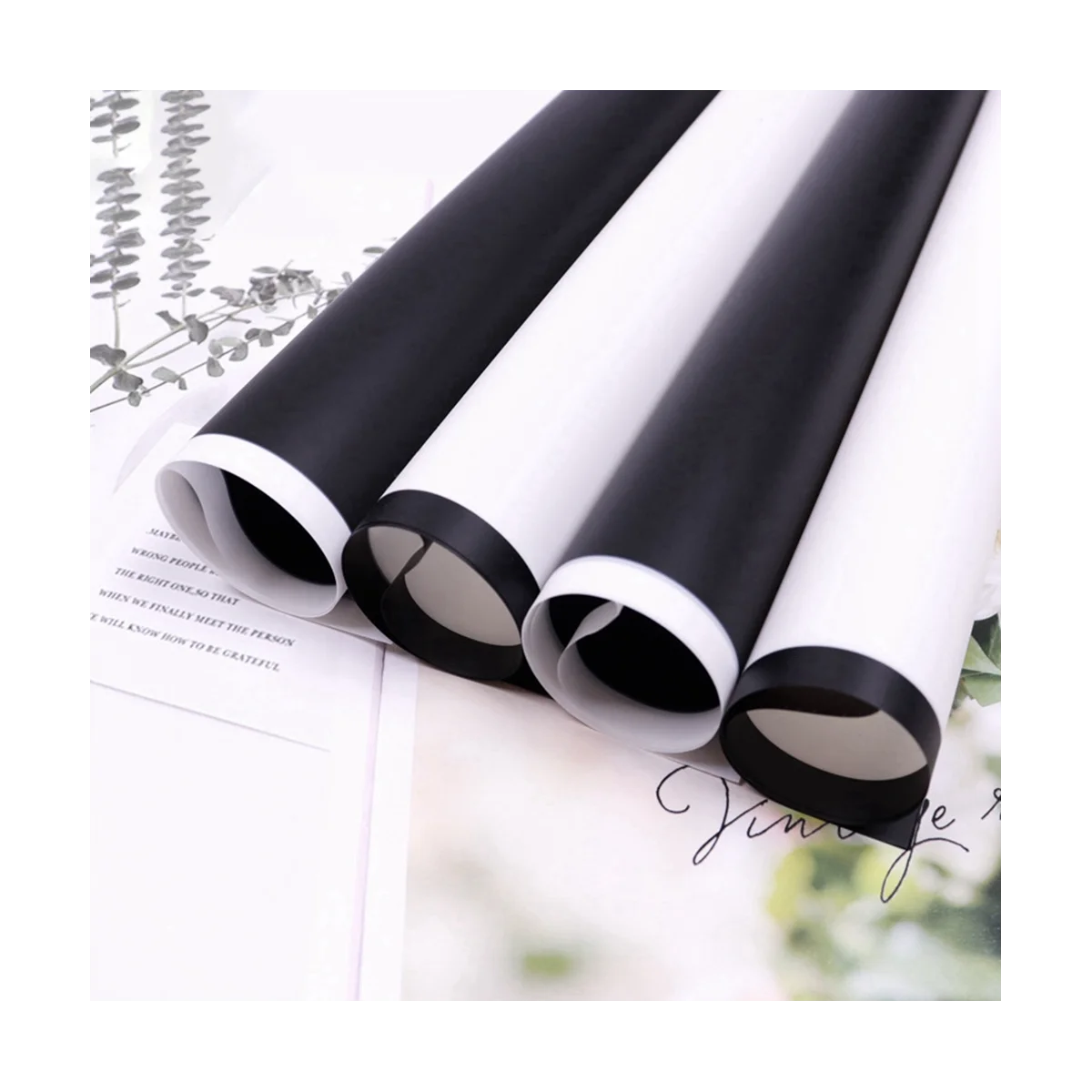 

20PCS Black Border Flower Wrapping Papers Line Fog Surface Gifts Paper Florist Bouquet Waterproof Plastic Paper