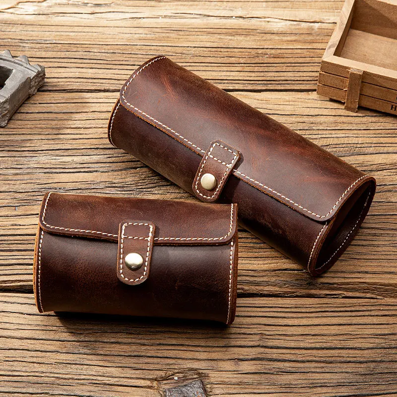 2/3 Slots Watch Roll Case Genuine Leather Portable Vintage Watch Travel Case Watch Holder  Wrist Jewelry Storage Watch Organizer