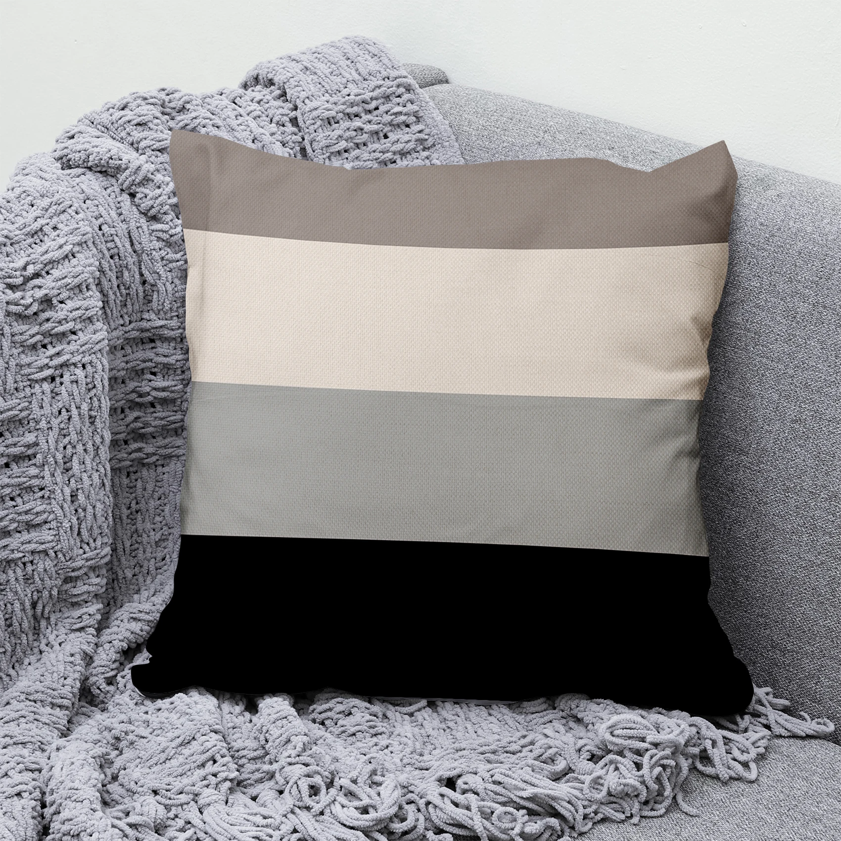 

4 Size White Grey Black Stripes Sense of Luxury Linen Pillowcase Cover Sofa Cushion Cover Home Decoration Polyester Decorative