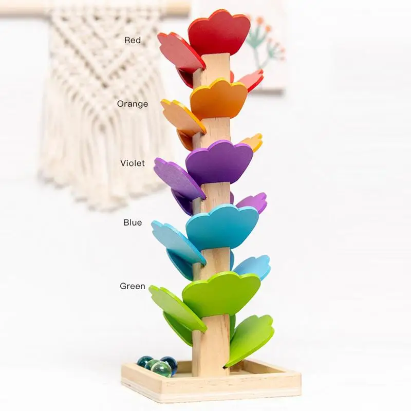 

Montessori Kids Educational Toy Blocks Wood Tree Marble Ball Run Track Games Baby Children Intelligence Assemble Building Blocks