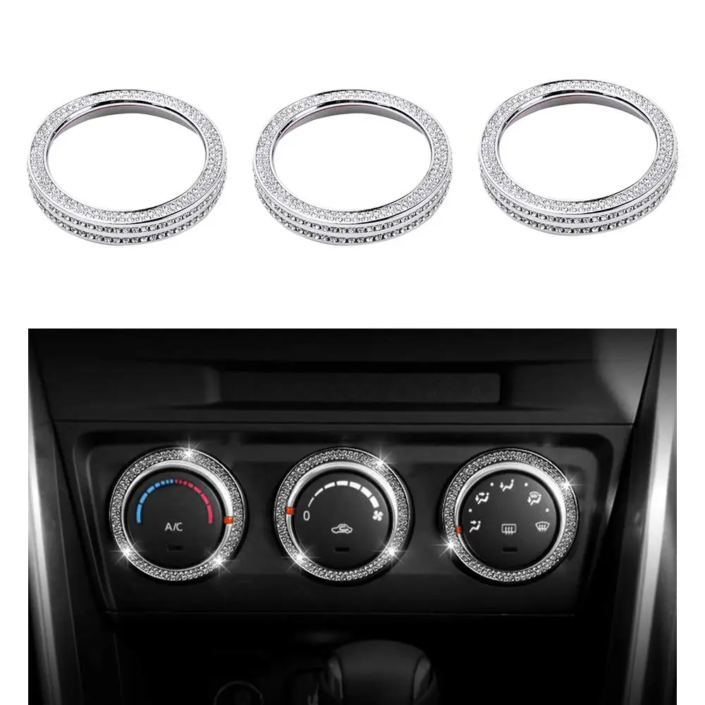 

For Mazda Accessories Air Conditioner Control CX3 CX-3 CX5 CX-5 MX5 MX-5 Miata Interior Parts Decorations Silver 3 Pack