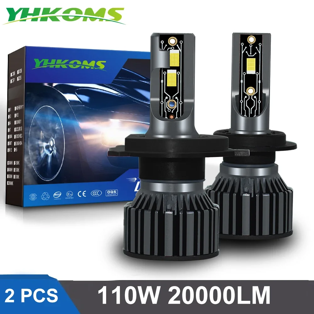 

YHKOMS Автомобильные фары H4 LED H7 20000LM H11 Светодиодная лампа для автомобильных фар H1 H9 9005 9006 HB3 HB4 5202 9007 H13 Противотуманные фары 12V 6000K
