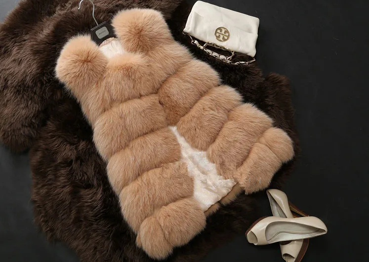 Faux Fur Fox Fur Faux Fur Vest Women's Casual Sleeveless Fur Vest Coat Women In Autumn  Winter Femme Hiver Winter Jacket Women