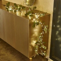 2m 10m artificial eucalyptus string light battery operated garland vines light for christmas party holiday indoor outdoor decor