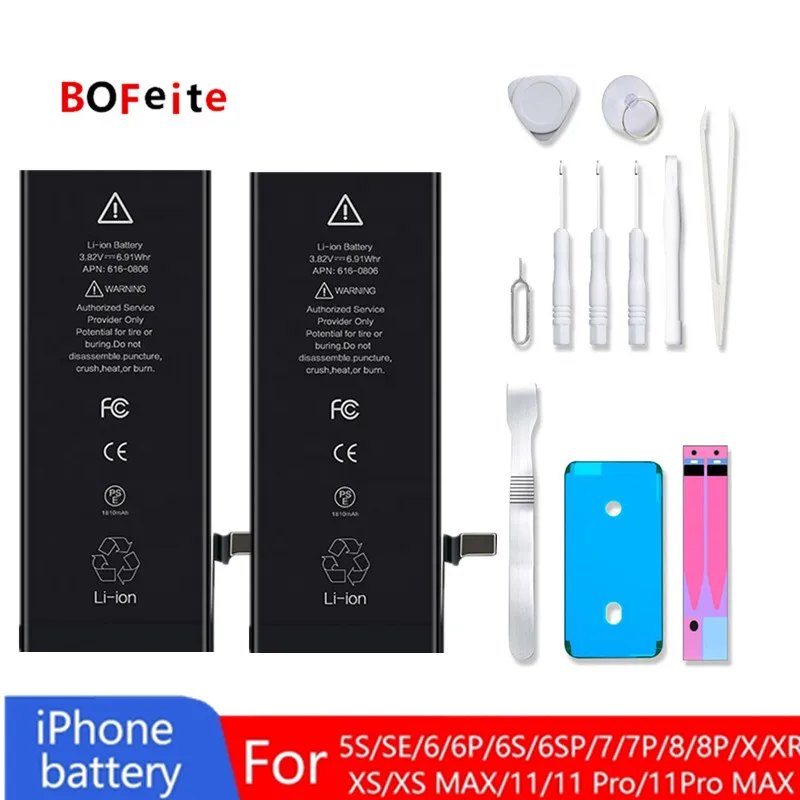 BoFeite  Phone Battery for IPhone 6 S 6S 7 8 Plus 5S 5 SE Original  Batteries Replacement Batteries for apple X XS XR 11 12 13 enlarge