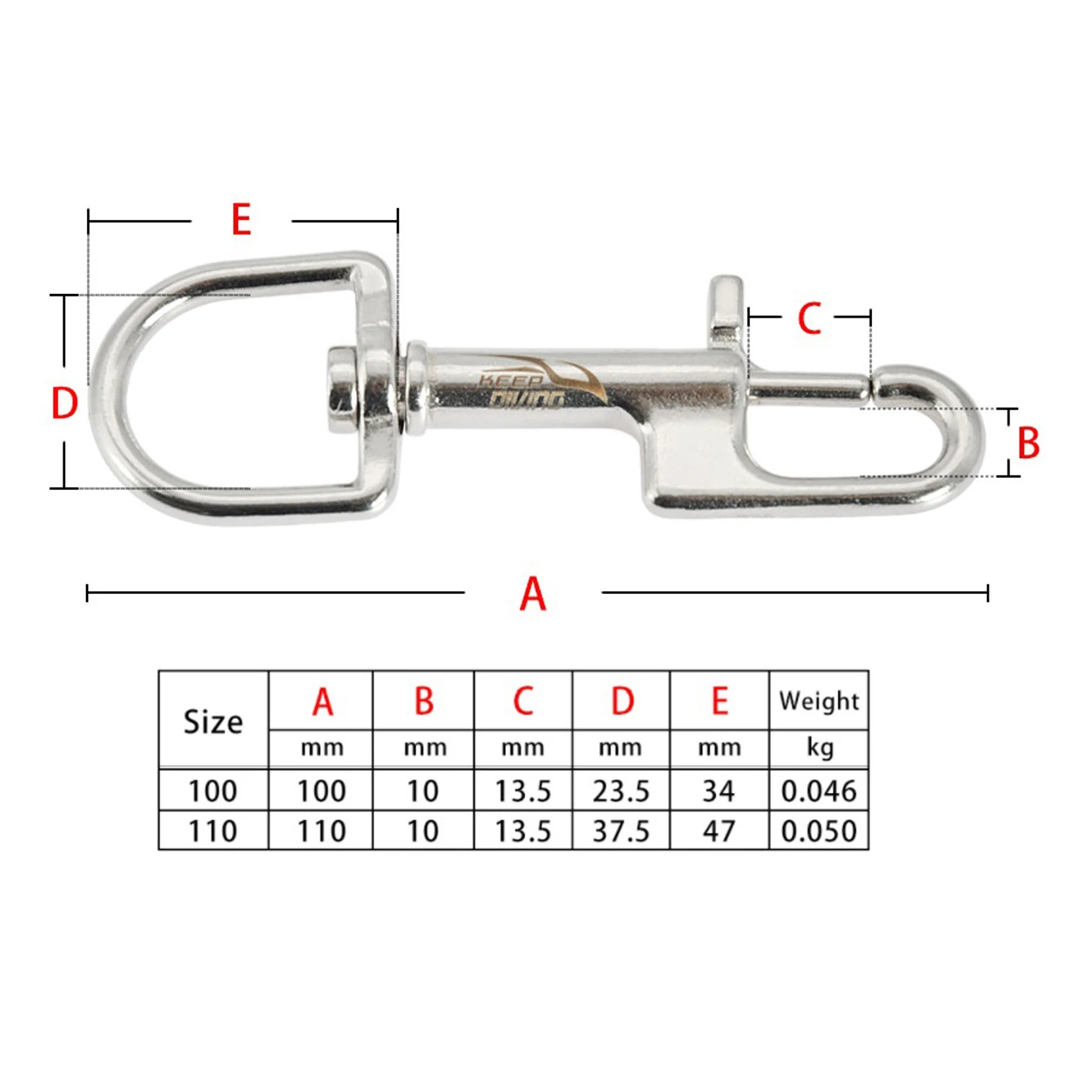 KEEP DIVING Нержавеющая сталь 316 крючок с одной головкой для дайвинга быстроразъемный