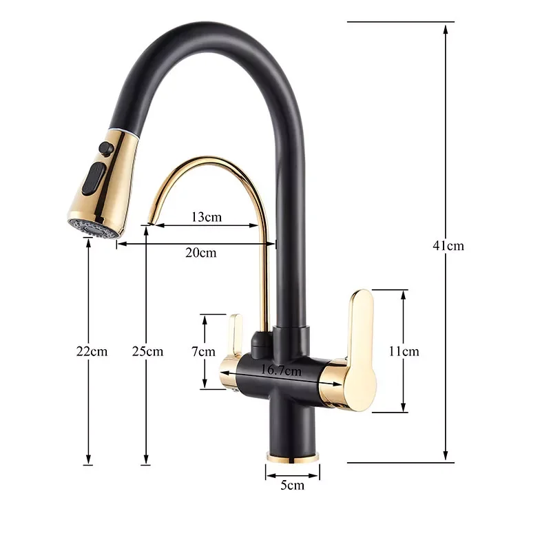 

Gold /Black/Chrome Kithcen Purified Faucet Pull Out Water Filter Tap 2/3 Way Torneira Hot Cold Mixer Sink Crane Kitchen Drink