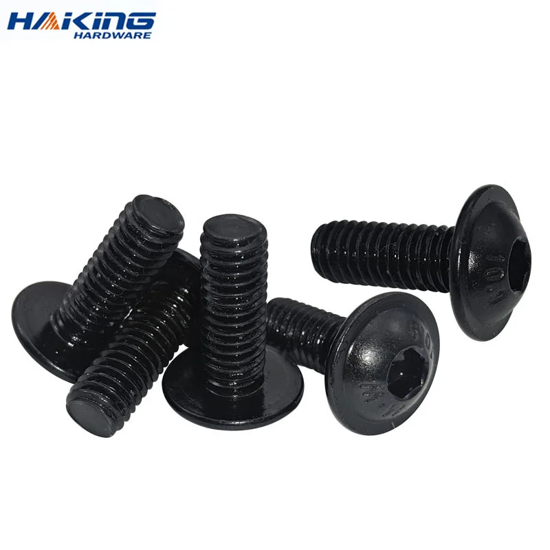 

10pcs/lot M3 M4 M5 M6 M8 M10 Hex Socket Flange Button Head Screws 10.9 High Stength Black Allen Bolts length 6mm to 40mm