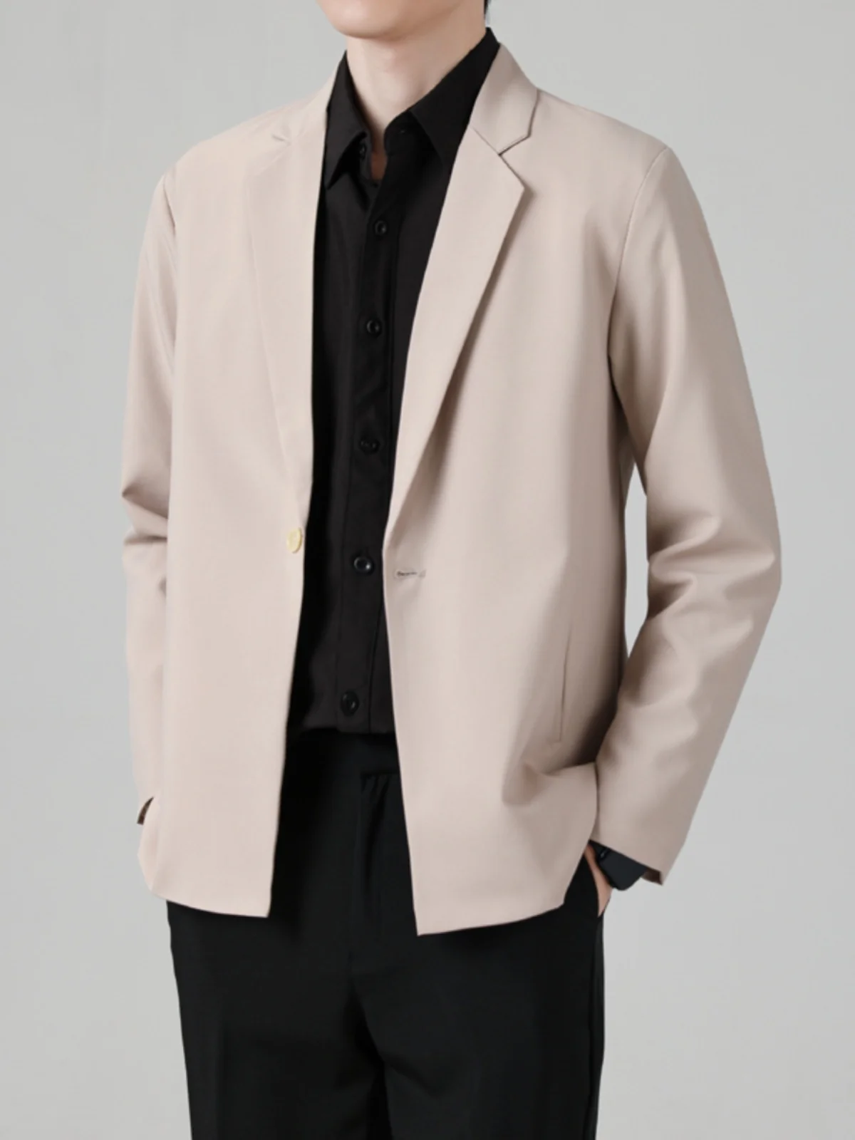 Spring and Autumn Men's Young Sle Casual Suit High-End Fashion Handsome Solid Top Drape Korean s