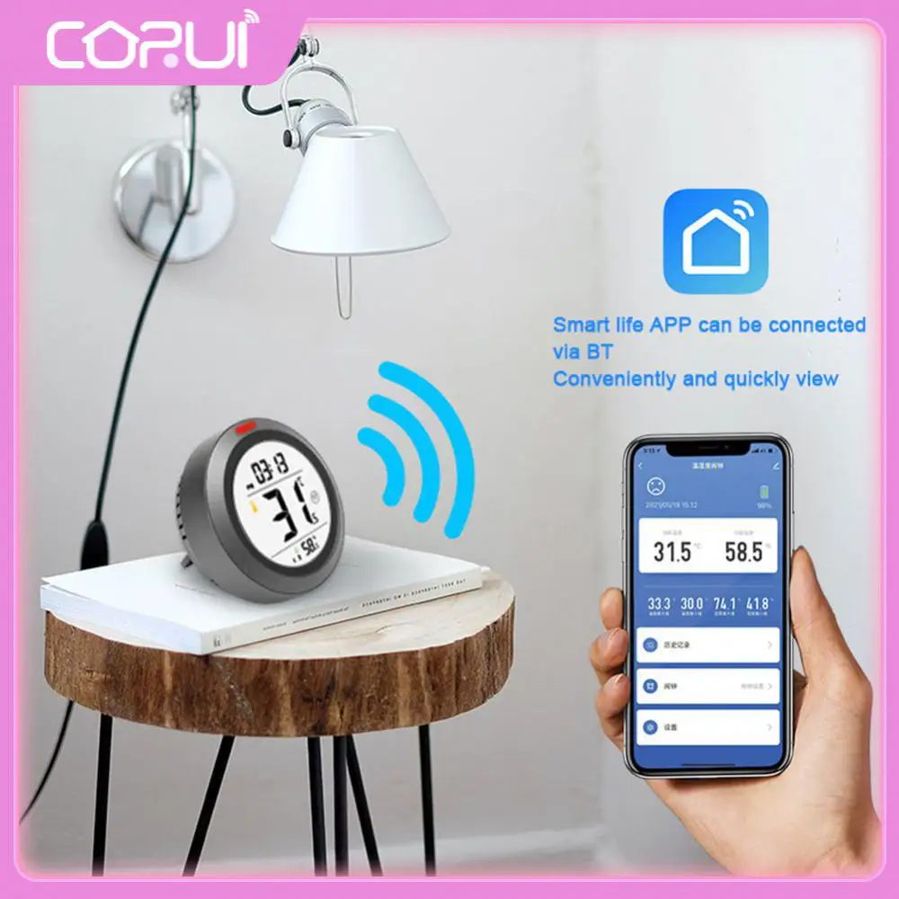 

Дистанционный мониторинг температуры и влажности, детектор температуры и влажности, 2400 мАч, литиевая батарея, часы удобства, будильник, умн...