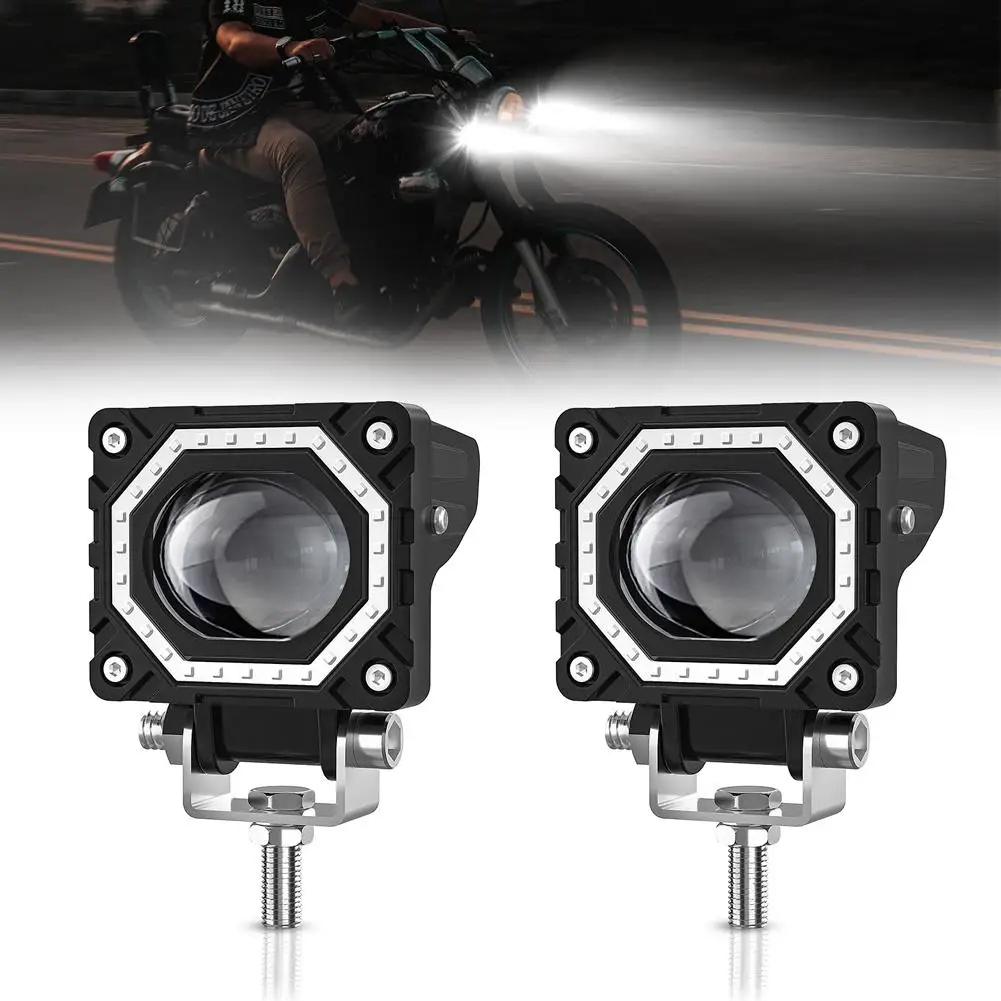 

2Pcs S14 Motorcycle Spotlight LED 120W 12000LM 3000K/6000K/8000K 3 Colors DRL Light Strip Square Fog Light Waterproof