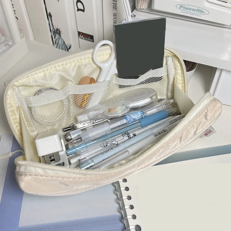 

Simple Style Large Capacity Pencil Bag Stationery Holder Zipper Pencil Pouch Waterproof Pen Case Multifunctional Storage Bag