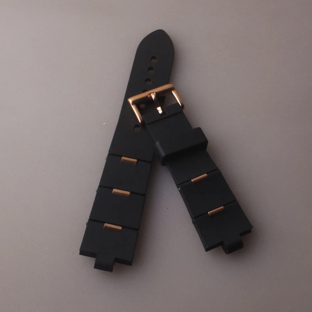 Ремешок для часов Bvlgari резиновый ремешок 22 мм 24 черный силиконовый с приподнятым