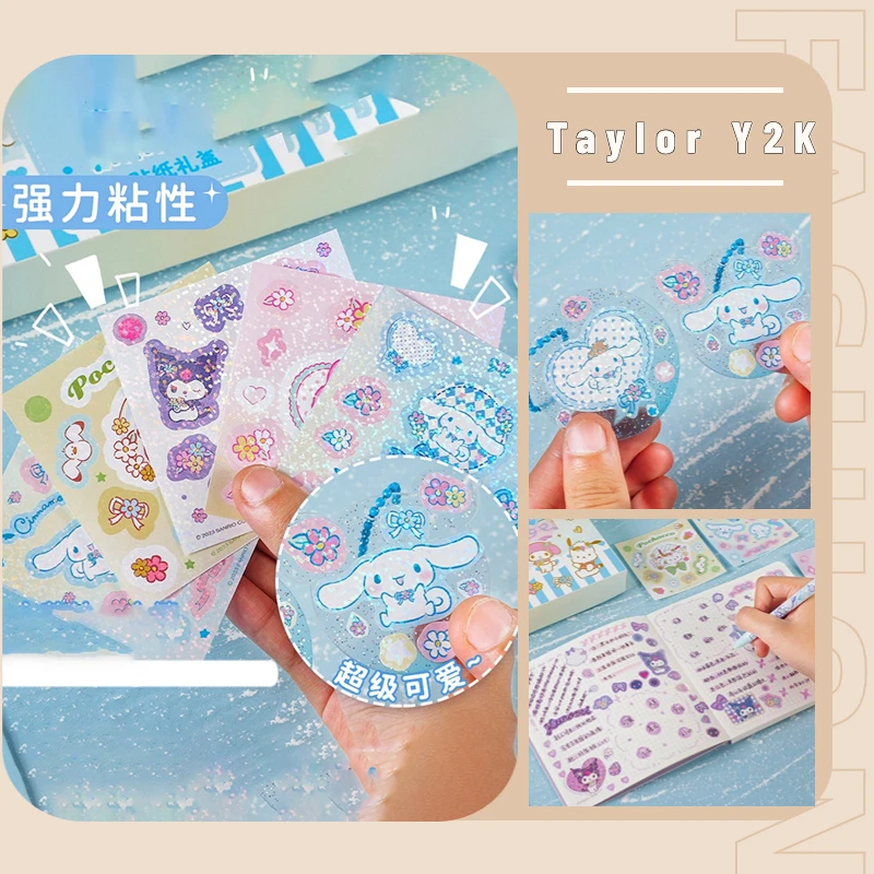 

60pcs Sanrio Hello Kitty Sticker Anime Kuromi Cinnamoroll Pachacco Six Palace Grid Paster Gift Box Guka Sticker Children's Toys