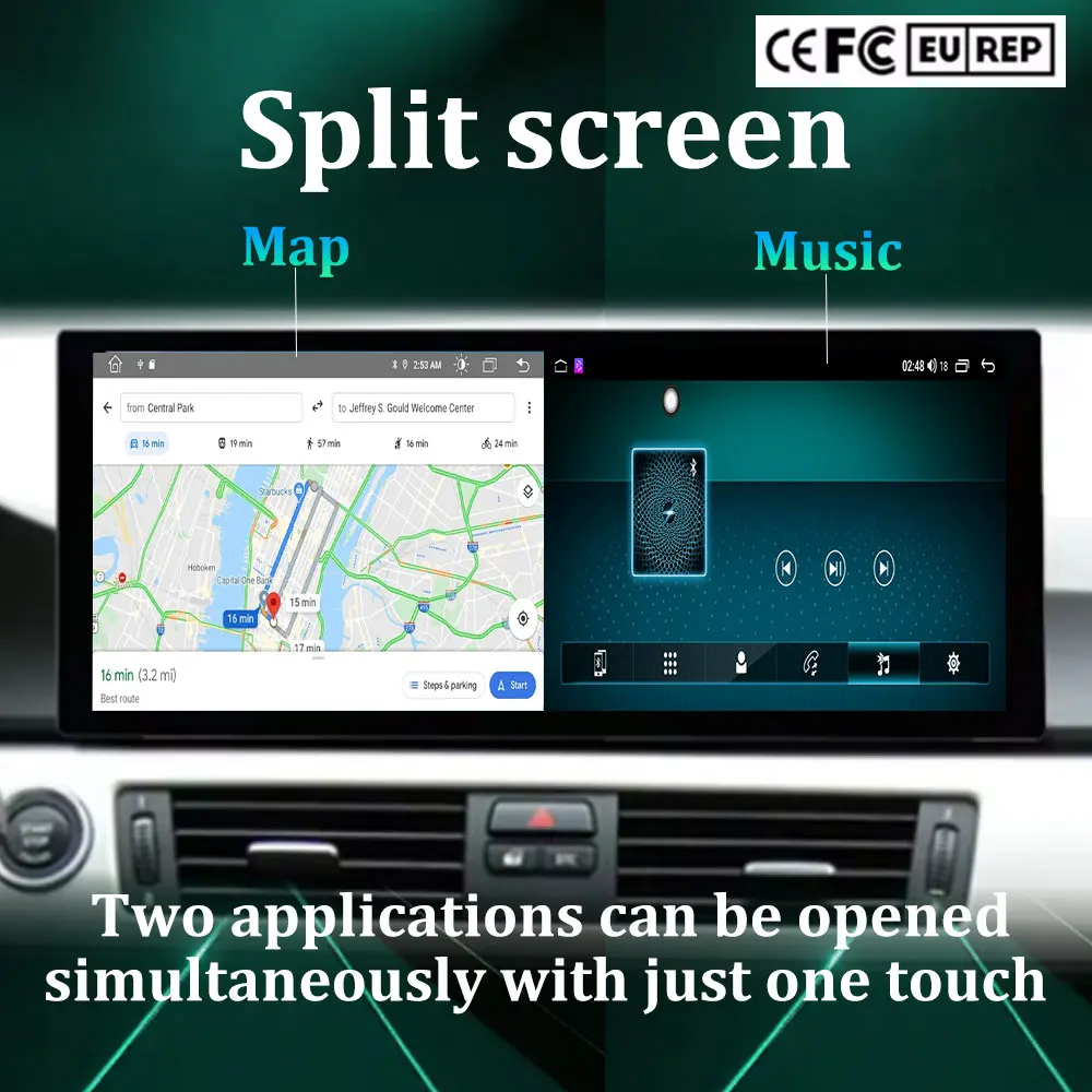 Фото QLED 2400x900P Android 16 8-ядерная автомобильная магнитола 4G LTE CarPlay Android Auto DSP для BMW 5 серии F10 F11 2011-2017 12.3 дюйма ADH 2DIN №4