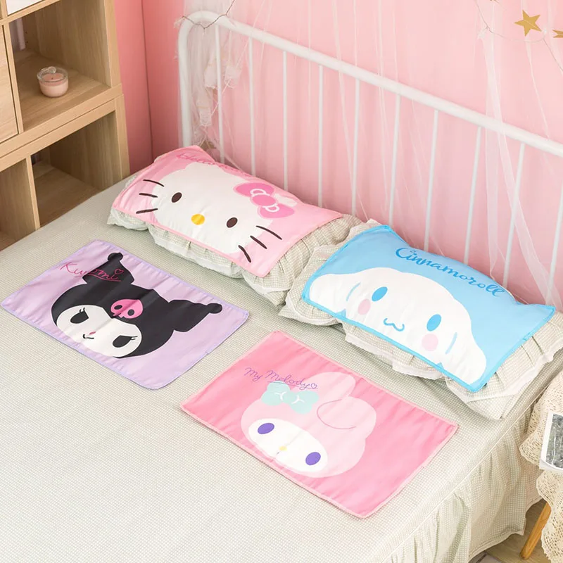 

60*40CM Kawaii Sanrioed Single Pillowcase Kuromi My Melody Cinnamoroll Summer Cartoon Ice Silk Cool Pillow Cover for Girl's Gift