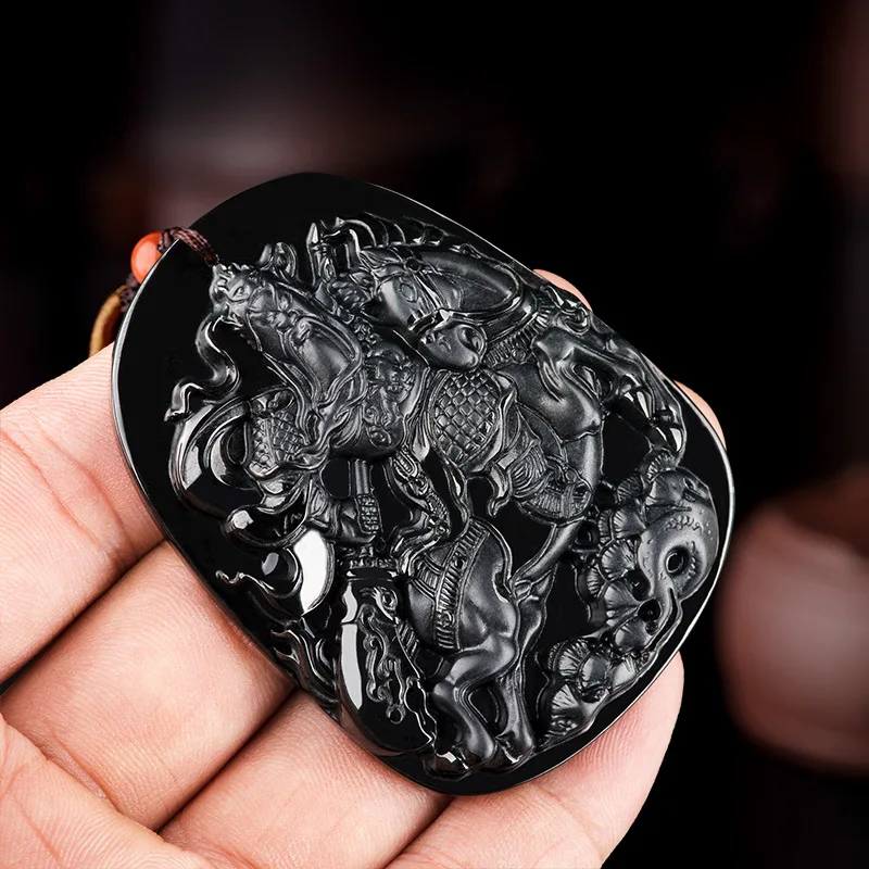 

Бирманский нефрит Гуань Юй кулон дизайнерское ожерелье ювелирные изделия Аксессуары Роскошные драгоценные камни амулет изумруд натуральный японский настоящий черный