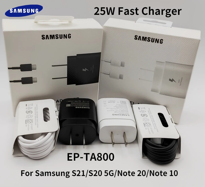 

Samsung S21 S20 5G 25W EU US Fast Charger for Note 20 Note 10 S20 A90 A80 A70 25W EP-TA800 PD3.0 Type C Quick Adapter Charger