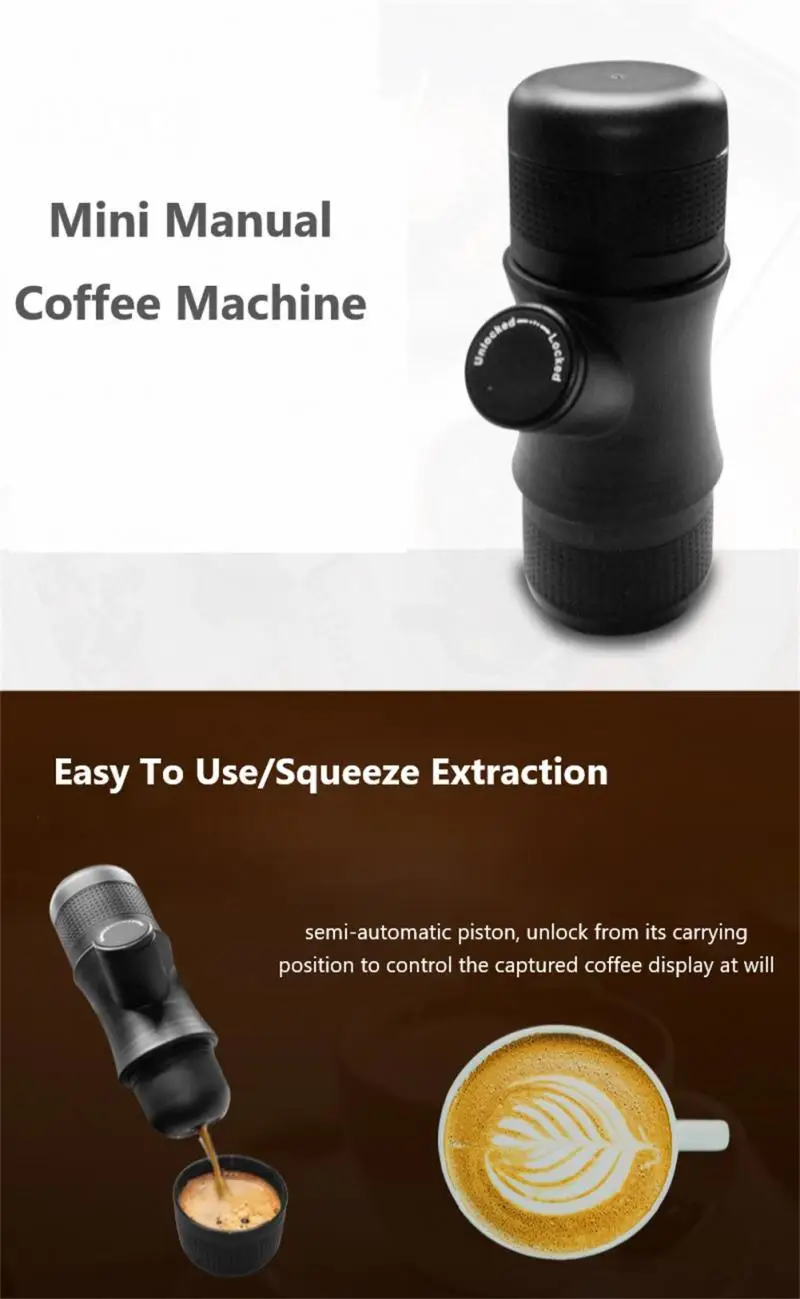 

Portable Coffee Machine Espresso Coffee Maker Mini Hand Pressure With Cups Travel Gadgets Camping Outdoor Coffeeware
