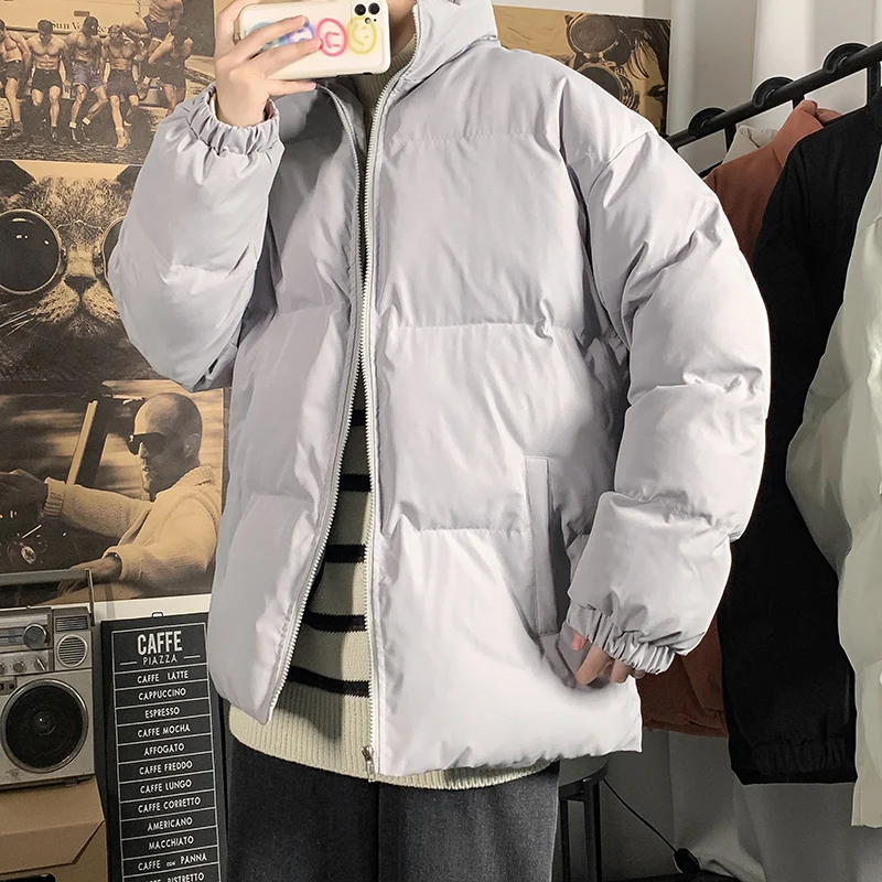 

Streetwear Men Warm Parka Coat Jacket Winter Solid Color Men Casual Cotton Coat Harajuku Women Fashion Parka Coat