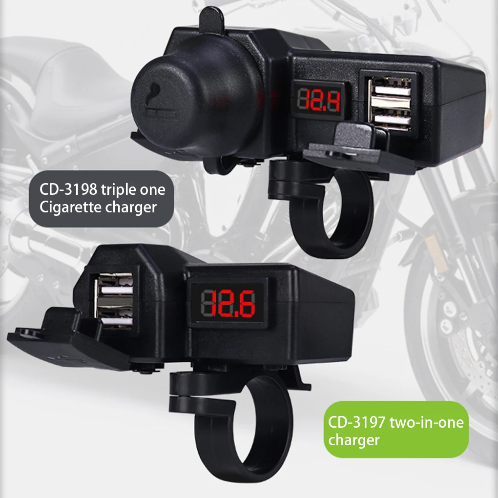 

Зарядное устройство на руль мотоцикла, измеритель напряжения ВКЛ./ВЫКЛ., цифровой обновленный зарядный адаптер, аксессуары для розетки питания