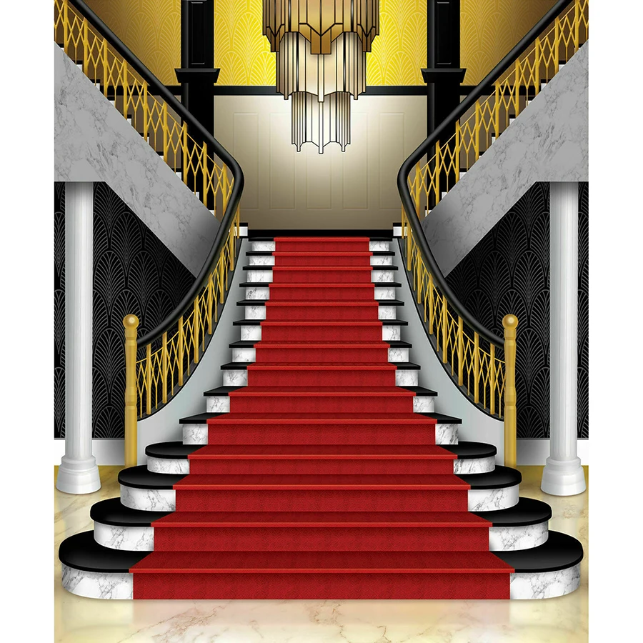 

Grand Staircase Theme Backdrop Red Carpet Stage Birthday Party Table Banner Photo Photography Background Wall Decoration Gatsby
