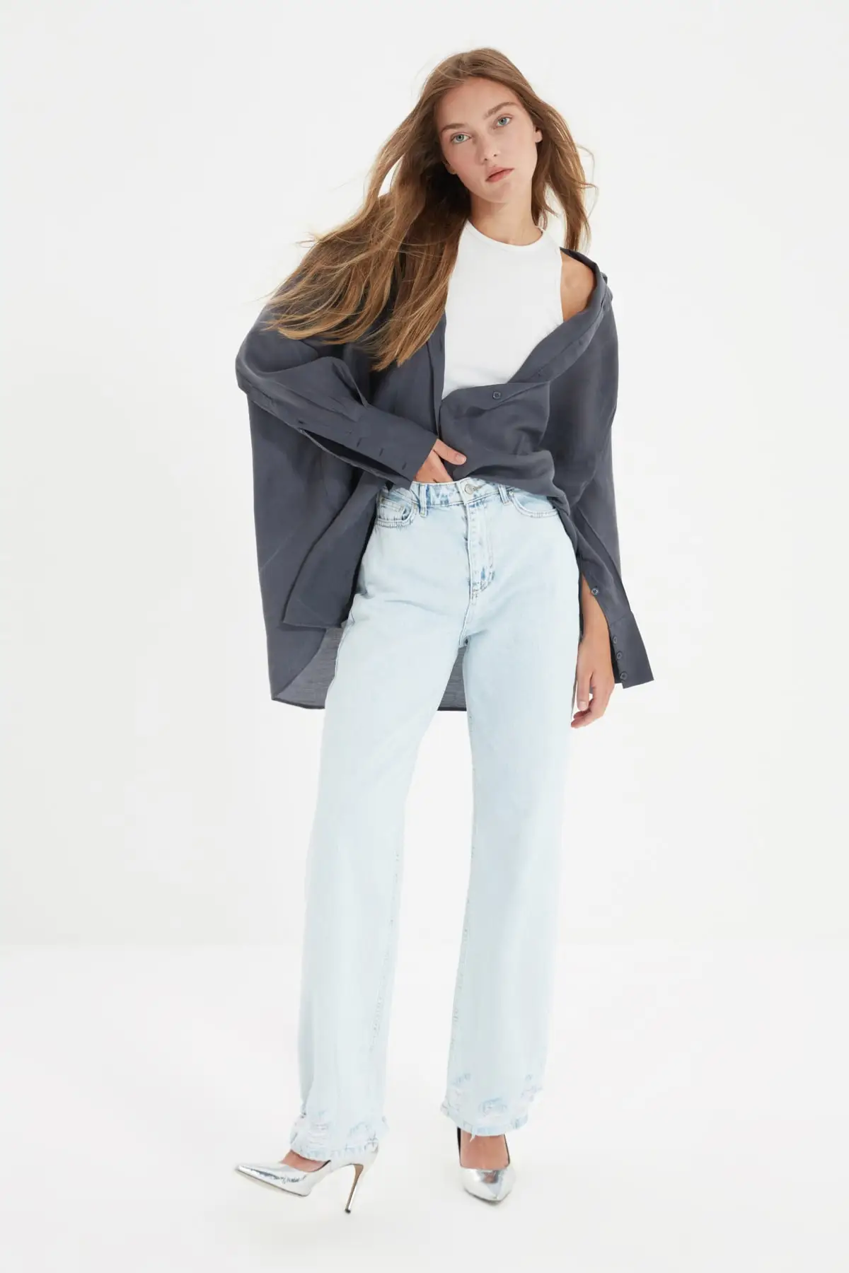 

Trendyol Pettitoes Yırtıklı High Bel 90's Wide Leg Jeans TWOAW22JE0457