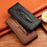 Crocodile Head Genuine Leather Flip Case for Infinix Smart Pro Smart 2021 Phone Wallet Leather Cover