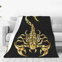 Cartoon Scorpion Constellation Theme Flannel Throw Blanket Super Soft Lightweight Warm for Bedroom Sofa Decor Travel Camping
