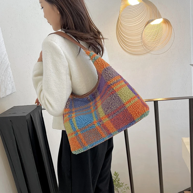 Модная классическая Универсальная Женская панельная Сумка-тоут из шерстяной